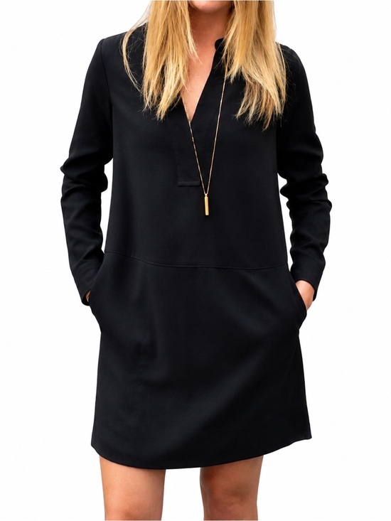 Madewell Dresses & Skirts - Madewell 1937 Little Black Dress Long Sleeve Relaxed Fit V Neck Shift Medium